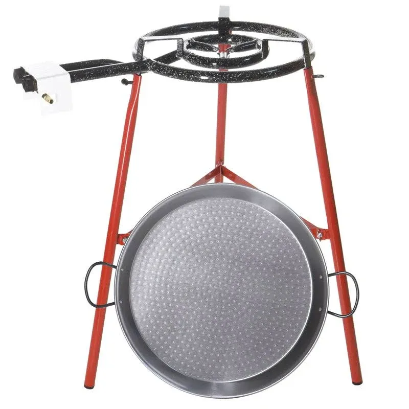 Spanish Paella Kit with Gas Burner &amp; Polished Steel Pan - 18 in (46 cm) / 12 servings