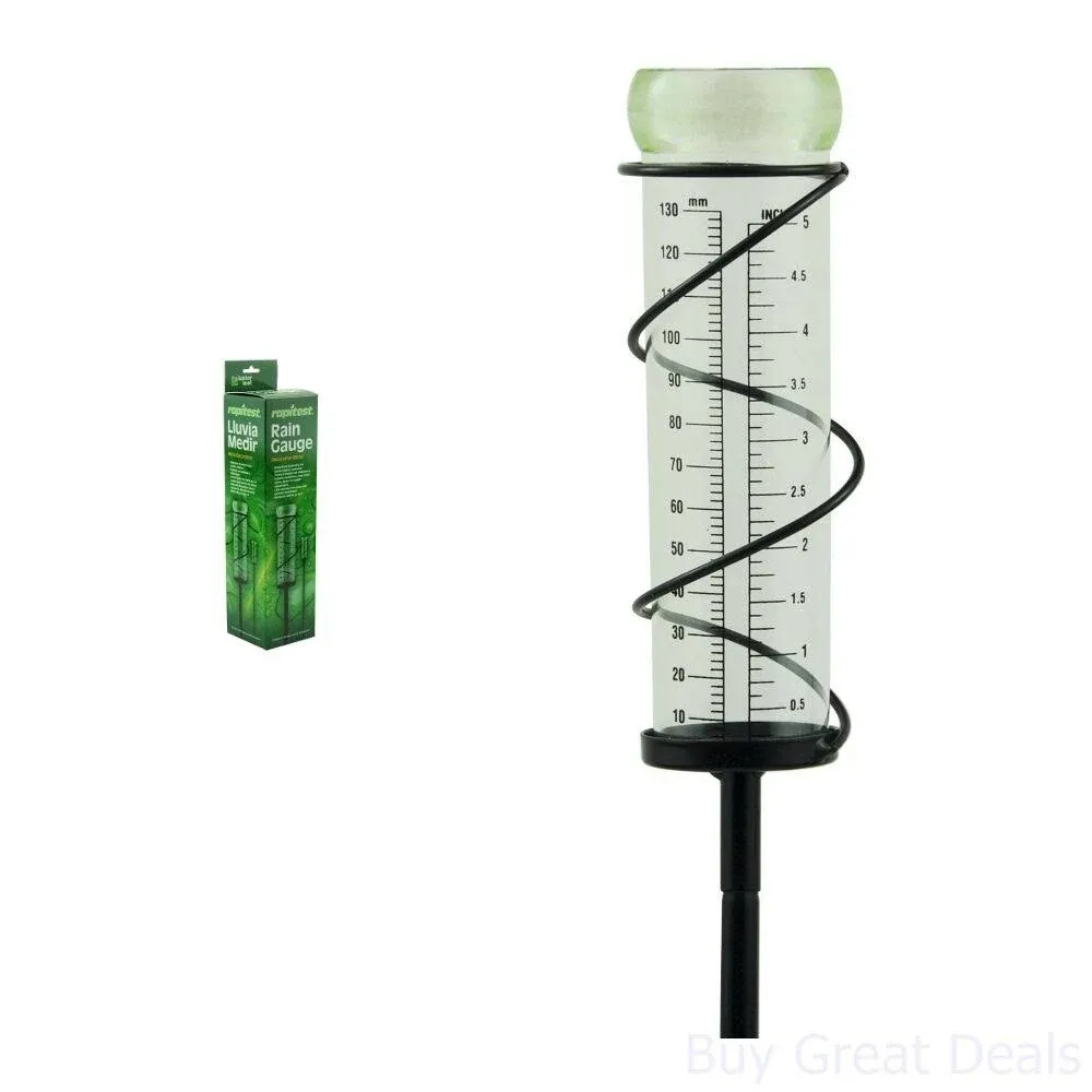 Luster Leaf 1646 Rapitest Spiral Metal Rain Gauge with Stake, Metal Spiral Rain Gauge w/ Stake