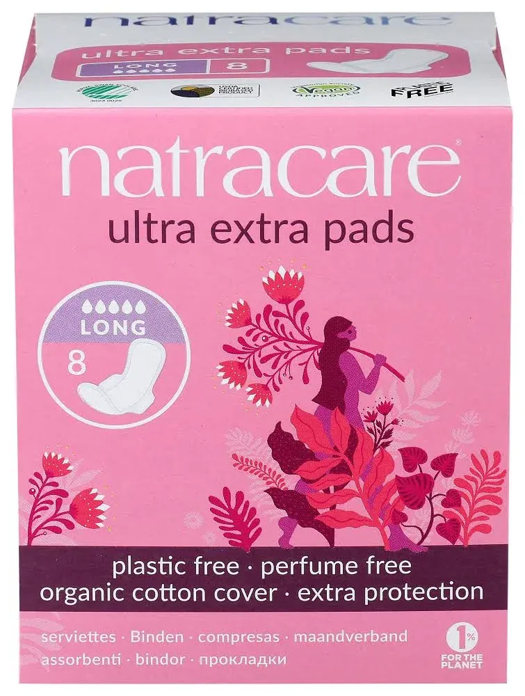 Natracare Pads, Ultra Extra, Long - 8 pads