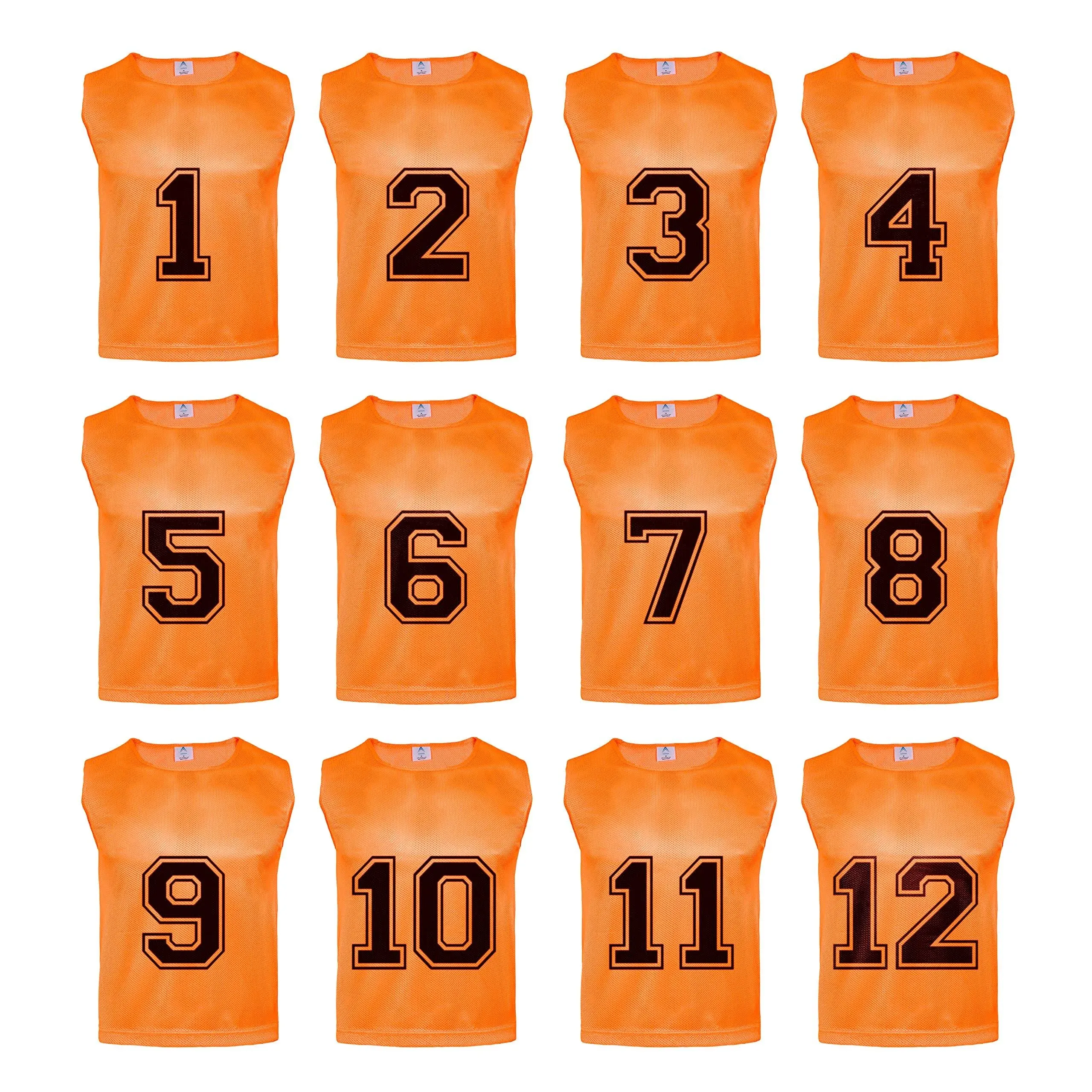 12 pcs Duramesh Pinnies/Scrimmage Vest - Kids Youth and Adult Pinnies, Numbered Penny Jerseys for Soccer