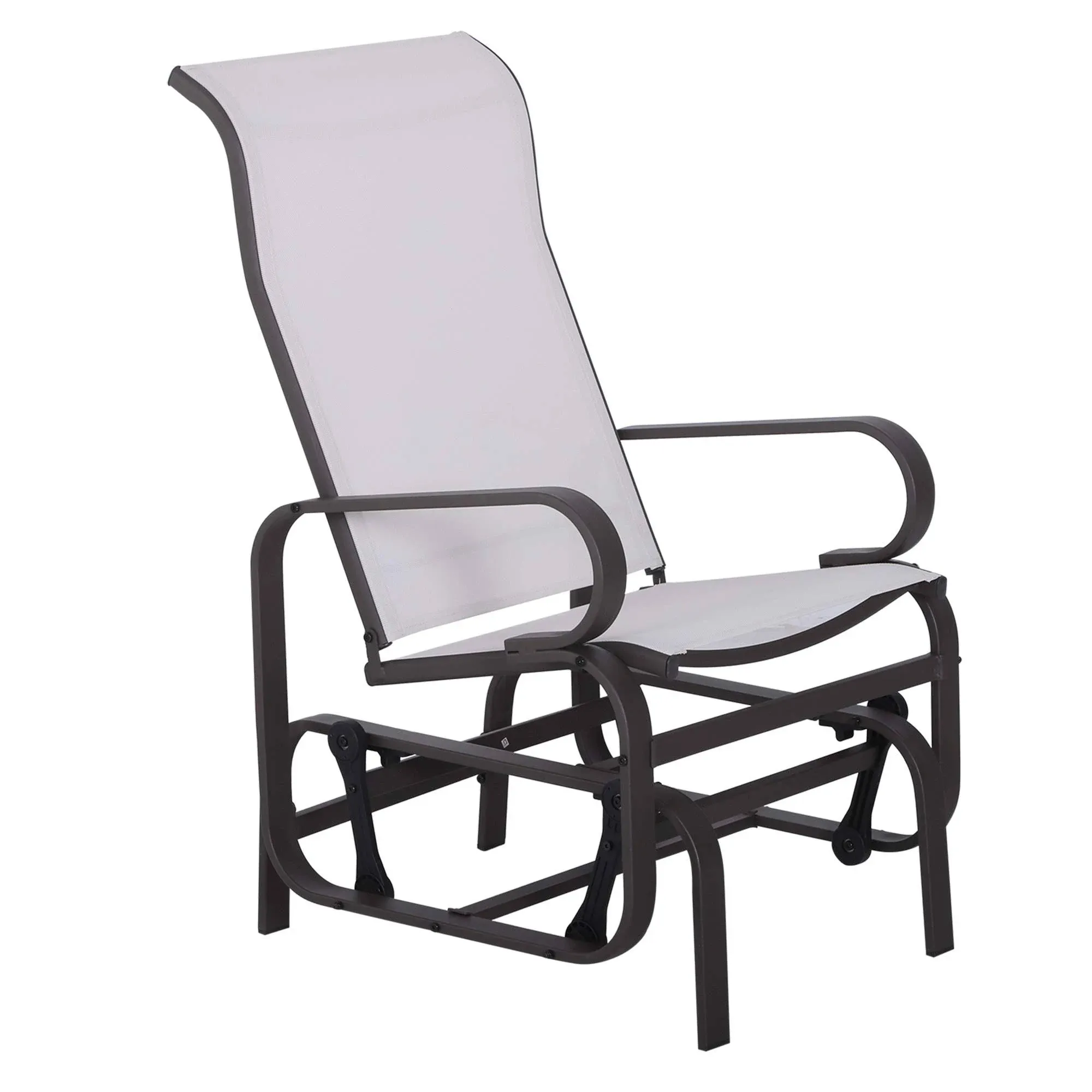 Outsunny Gliding Lounger Chair Outdoor Swinging Chair Smooth Rocking Arms and Lightweight Construction for Patio Backyard Cream White