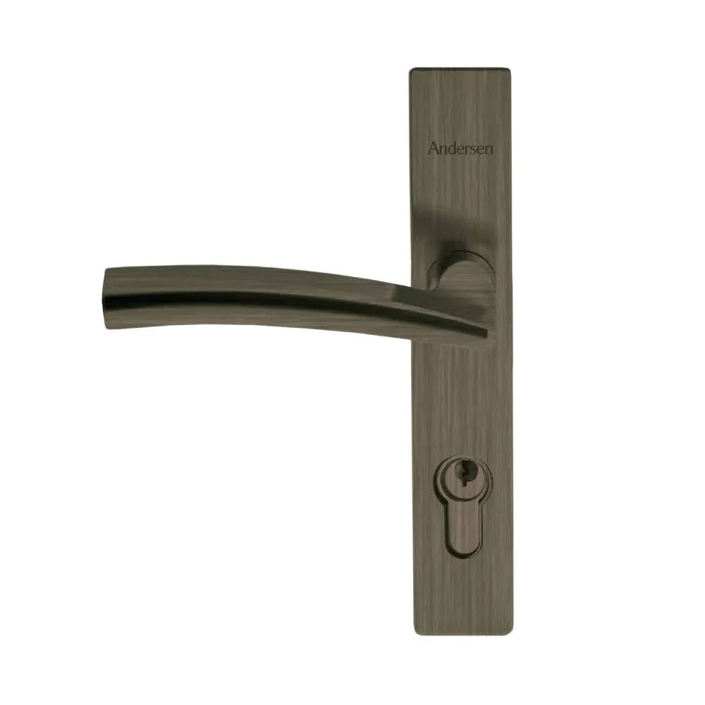 Brushed Dark Nickel Modern Handle Set for 1 1/2" Thick Aluminum Storm Doors