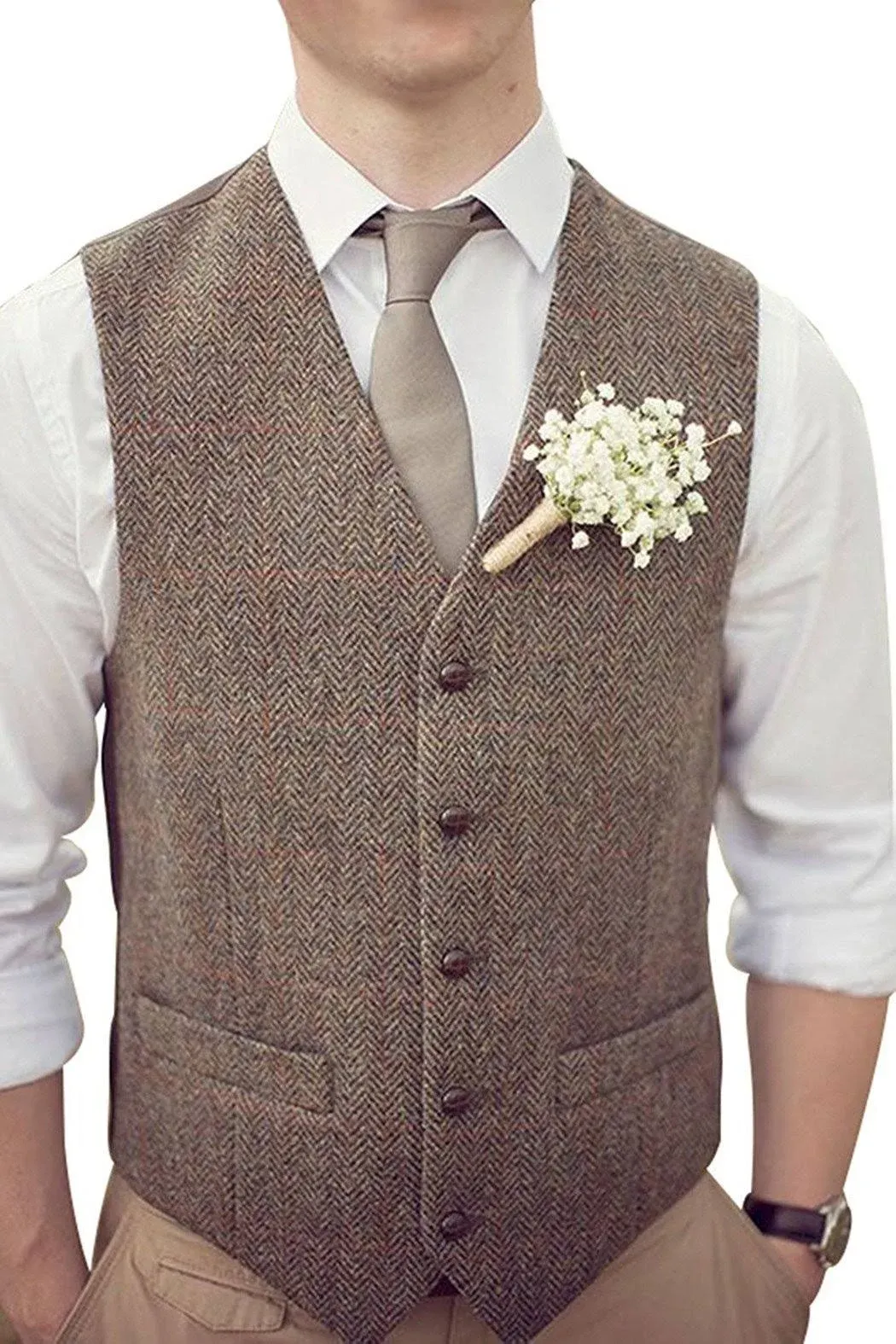 Man Suit Mens Premium Wool Blend Tweed Herringbone Slim Fit Wedding Tuxedo ...