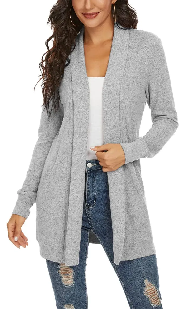 Tribear Women&#039;s Long Sleeve Open Front Loose Casual Lightweight Kimono Cardigan