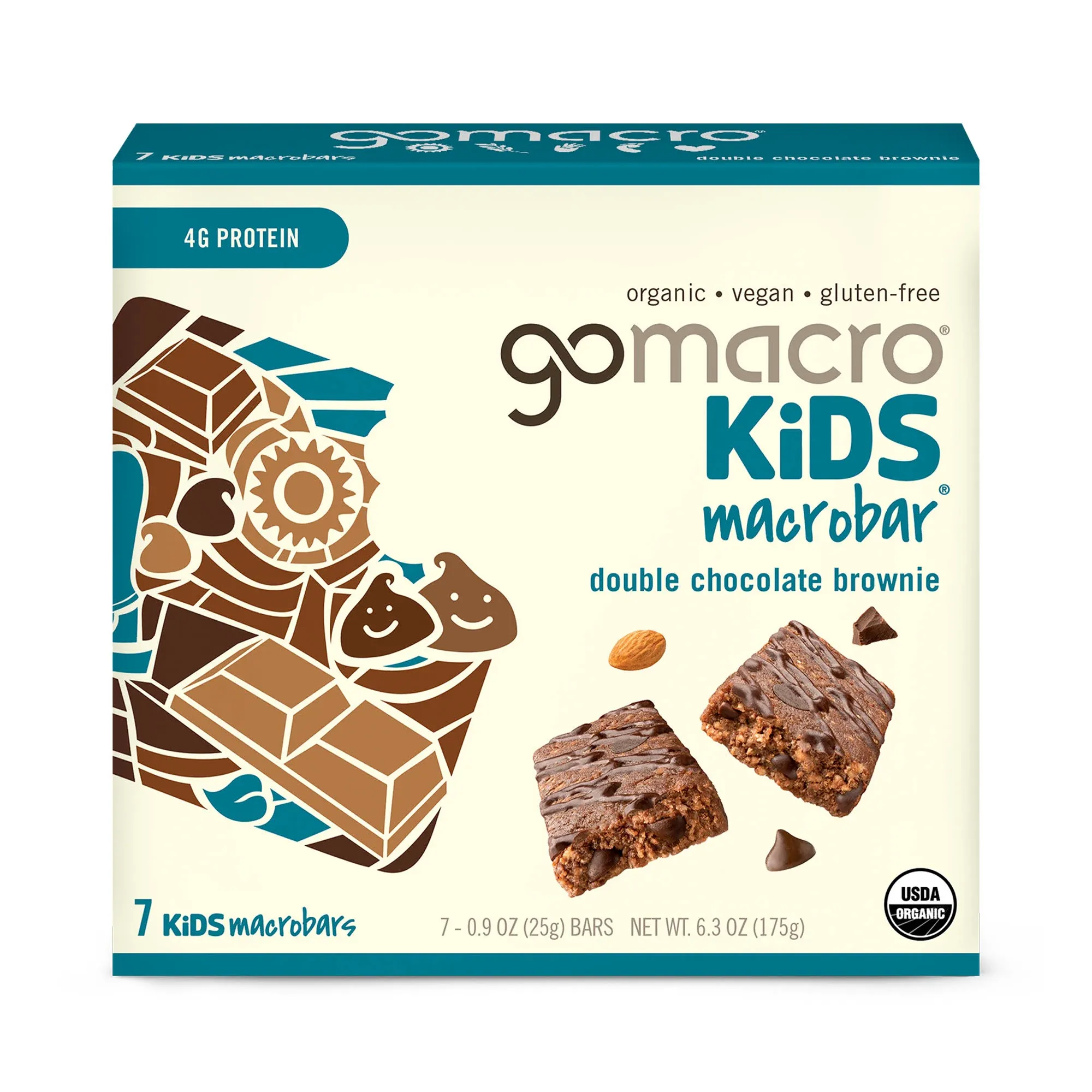 GoMacro Kids MacroBar Organic Vegan Snack Bars - Double Chocolate Brownie (0.90 Ounce Bars, 7 Count)