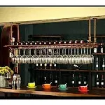 WGX Design For You Wine Bar Wall Rack 60'' Hanging Bar Glass Rack&Hanging Bottle Holder Adjustable(Bronze)