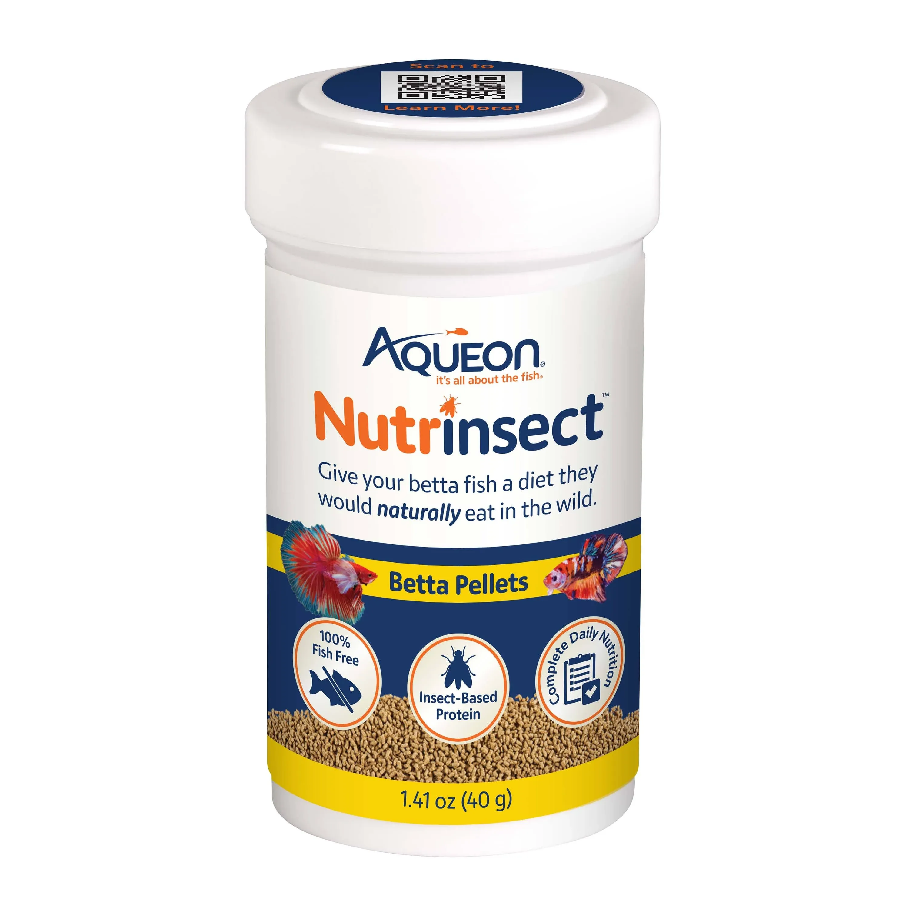 Aqueon Nutrinsect Fish-Free Fish Food, Betta Pellets, 1.41 oz