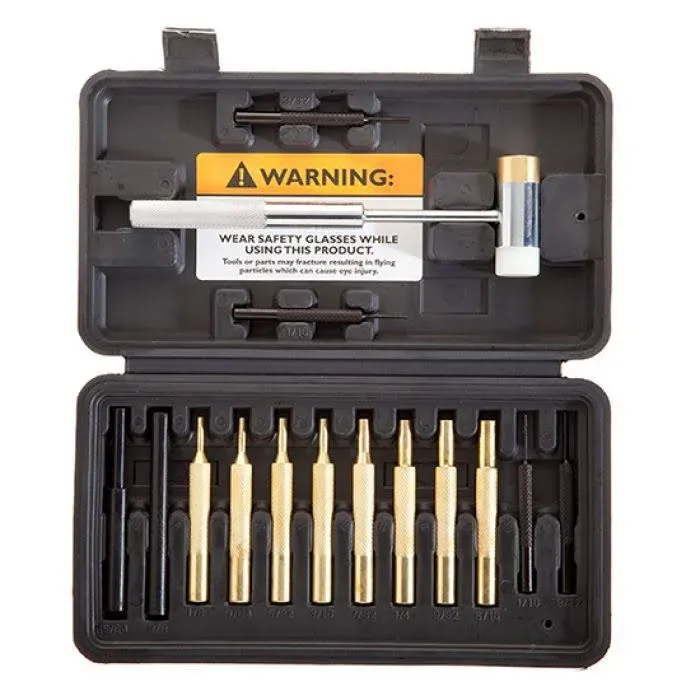 HORUSDY 22-Piece Punch Set and Hammer with Brass, Hollow, Steel, Plastic Punches, Brass Punch for Maintenance.