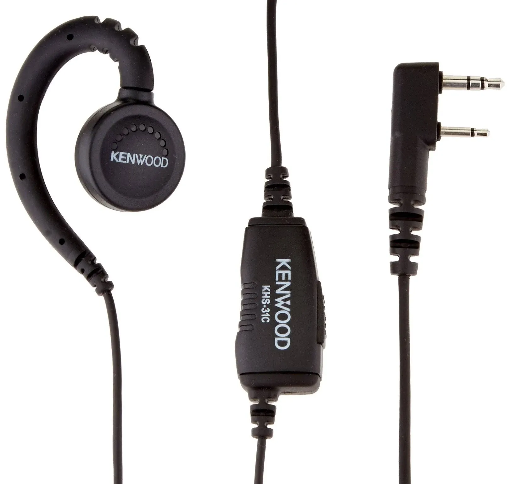 Kenwood KHS-31C C-Ring In-Line Push-to-Talk Headset, Black