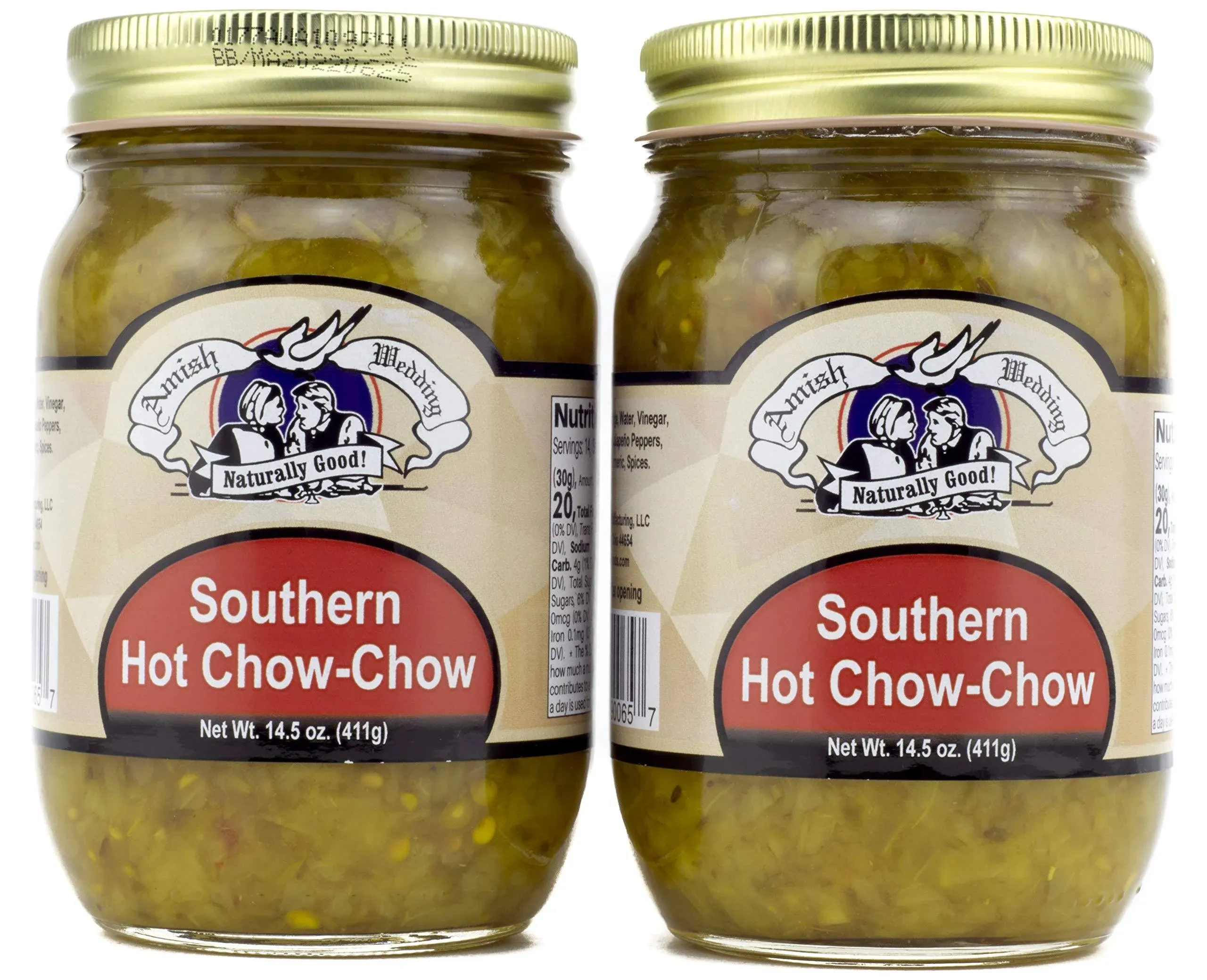 Amish Wedding Southern Style Chow Chow (Hot, 2 Jars 14.5oz)