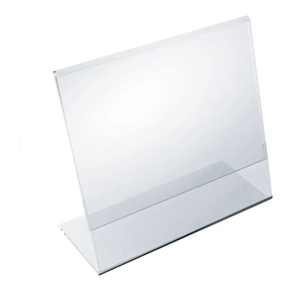 Azar Displays 6" x 5" 10pk Horizontal Slanted L - Shape Acrylic Sign Holder