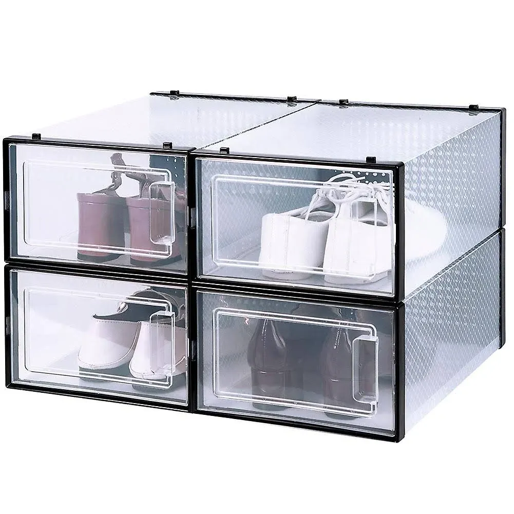 OnDisplay Clik Stackable Interlocking Shoe Box System (Standard Clear/White, Set of 4)