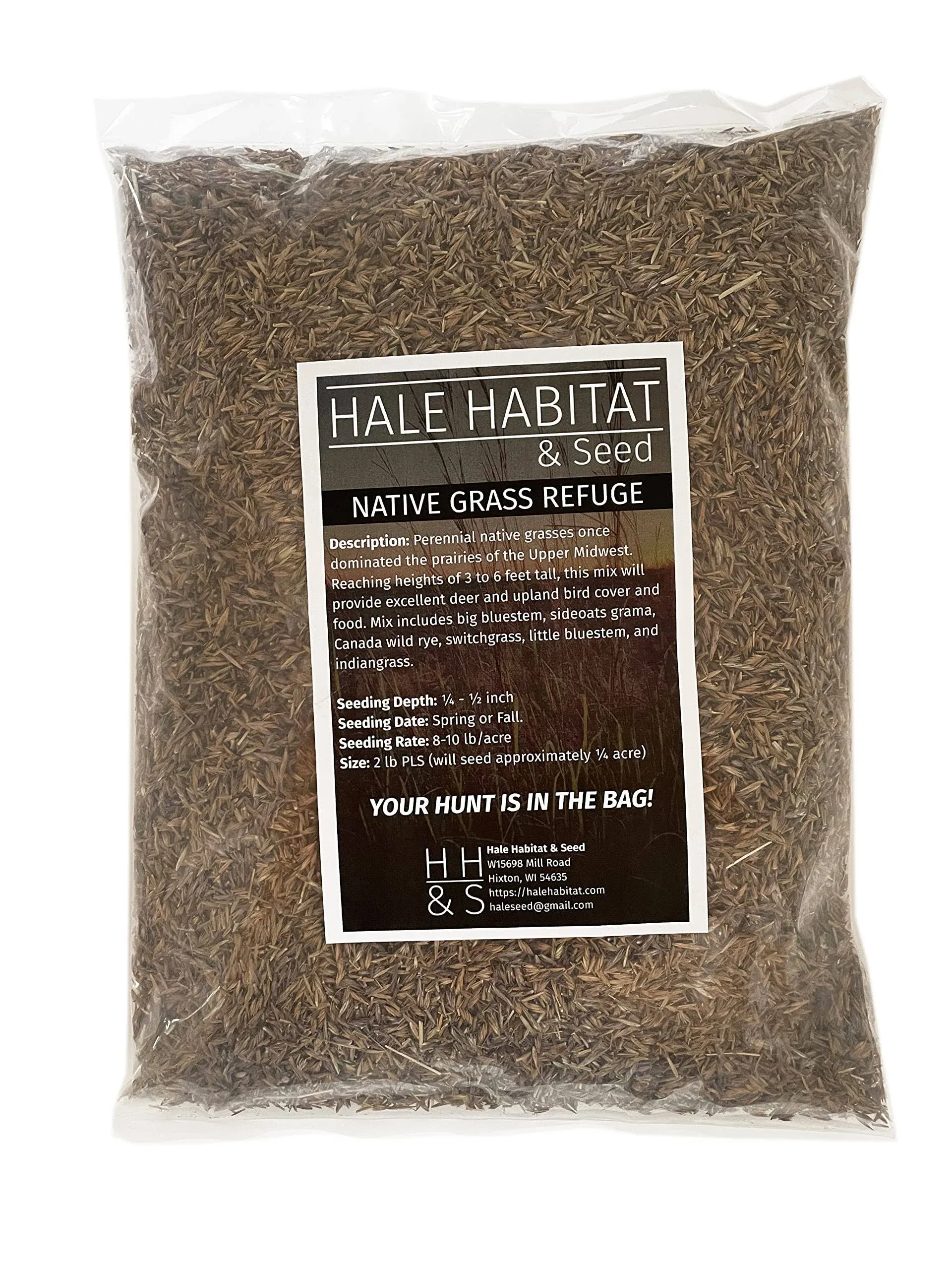 Native Grass Refuge Seed Mix - 1/4 Acre Bag - Deer Bedding and Upland Bird Cover