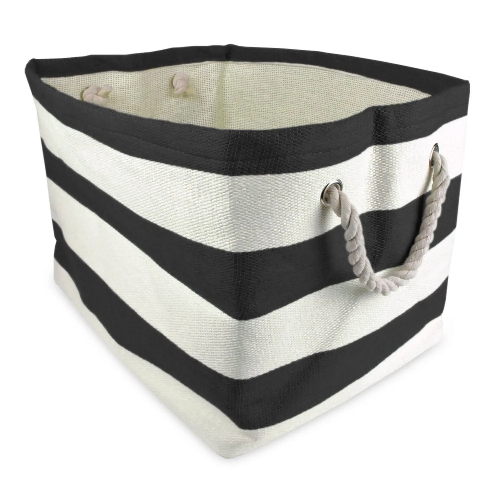 DII Paper Bin Stripe Black Rectangle Medium