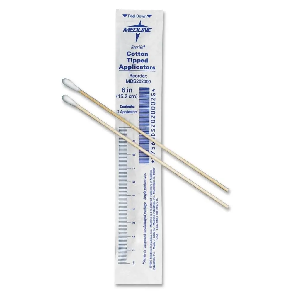 Medline Sterile Cotton-Tipped Plastic Applicator, 6" (Pack of 2000)