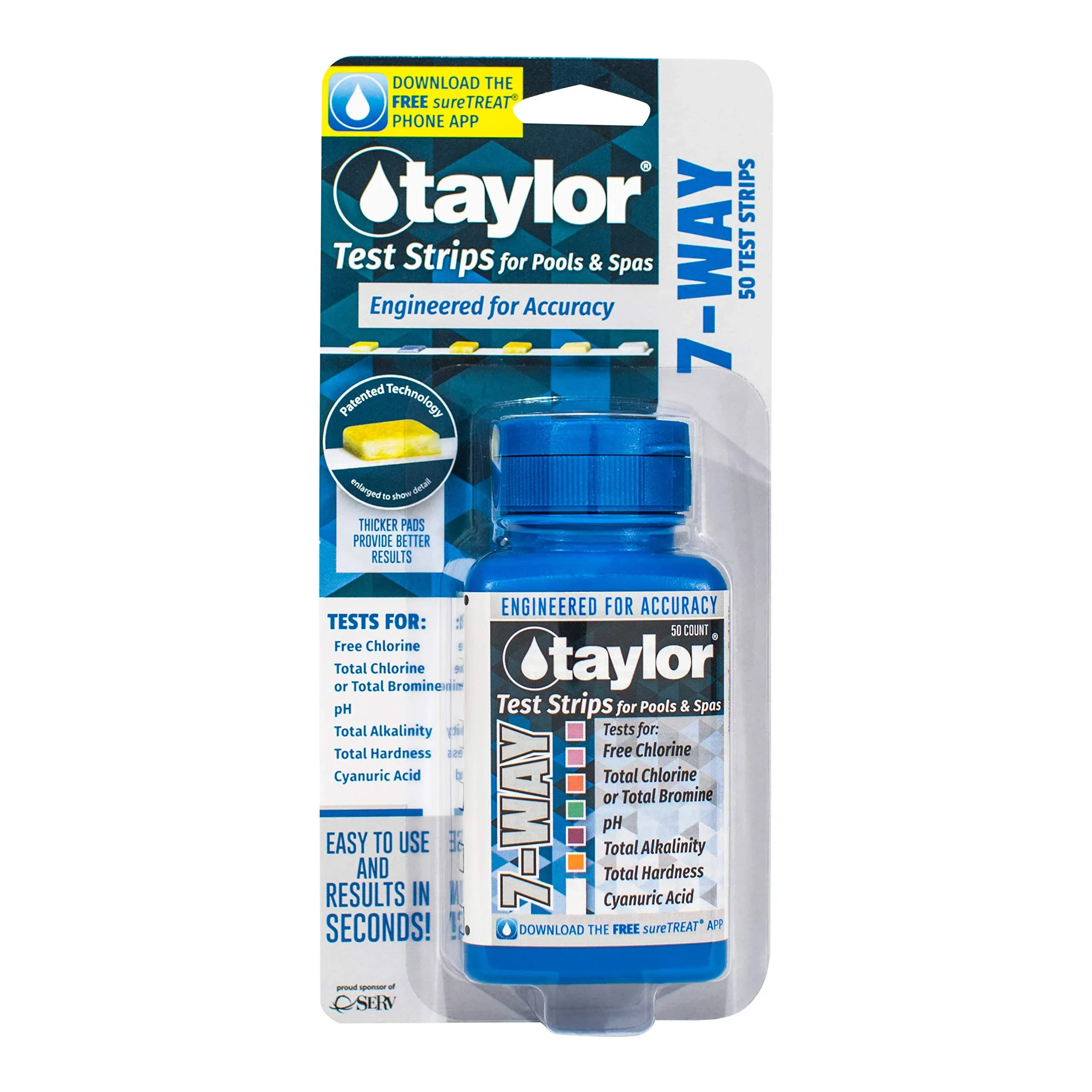 taylor Pool 7-Way Chlorine/Bromi<wbr/>ne Test Strips - 50 Test Strips