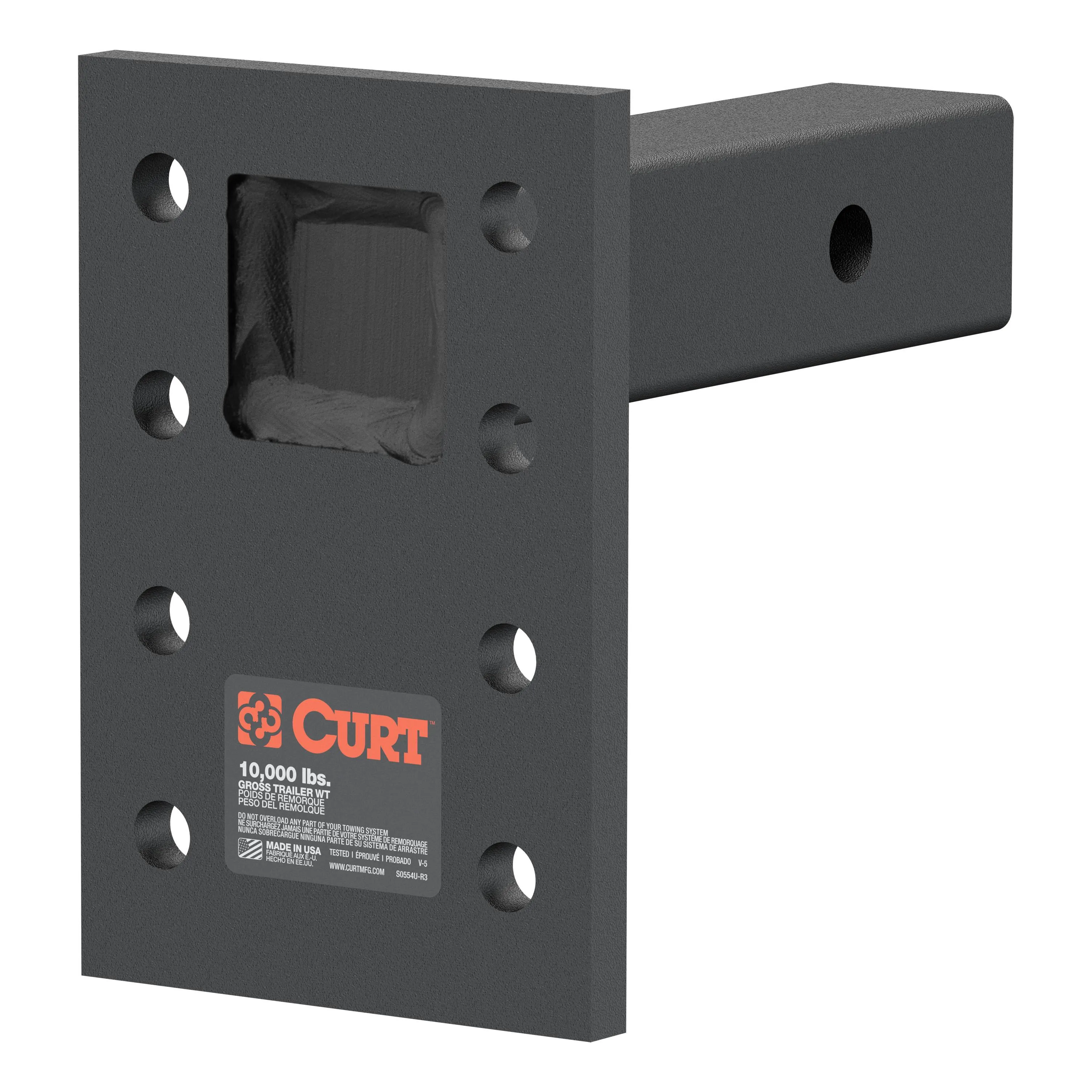 Curt Mfg. Adjustable Pintle Mount (2&quot; Shank, 10,000 lbs., 7&quot; High, 6&quot; Long)