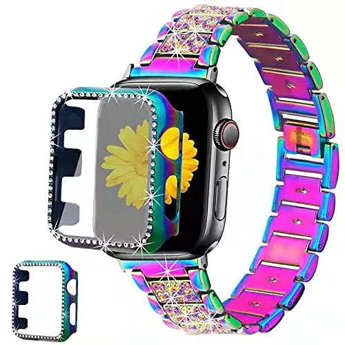 Mesime Compatible for Apple Watch Band with Screen Protector Case, Jewelry ...