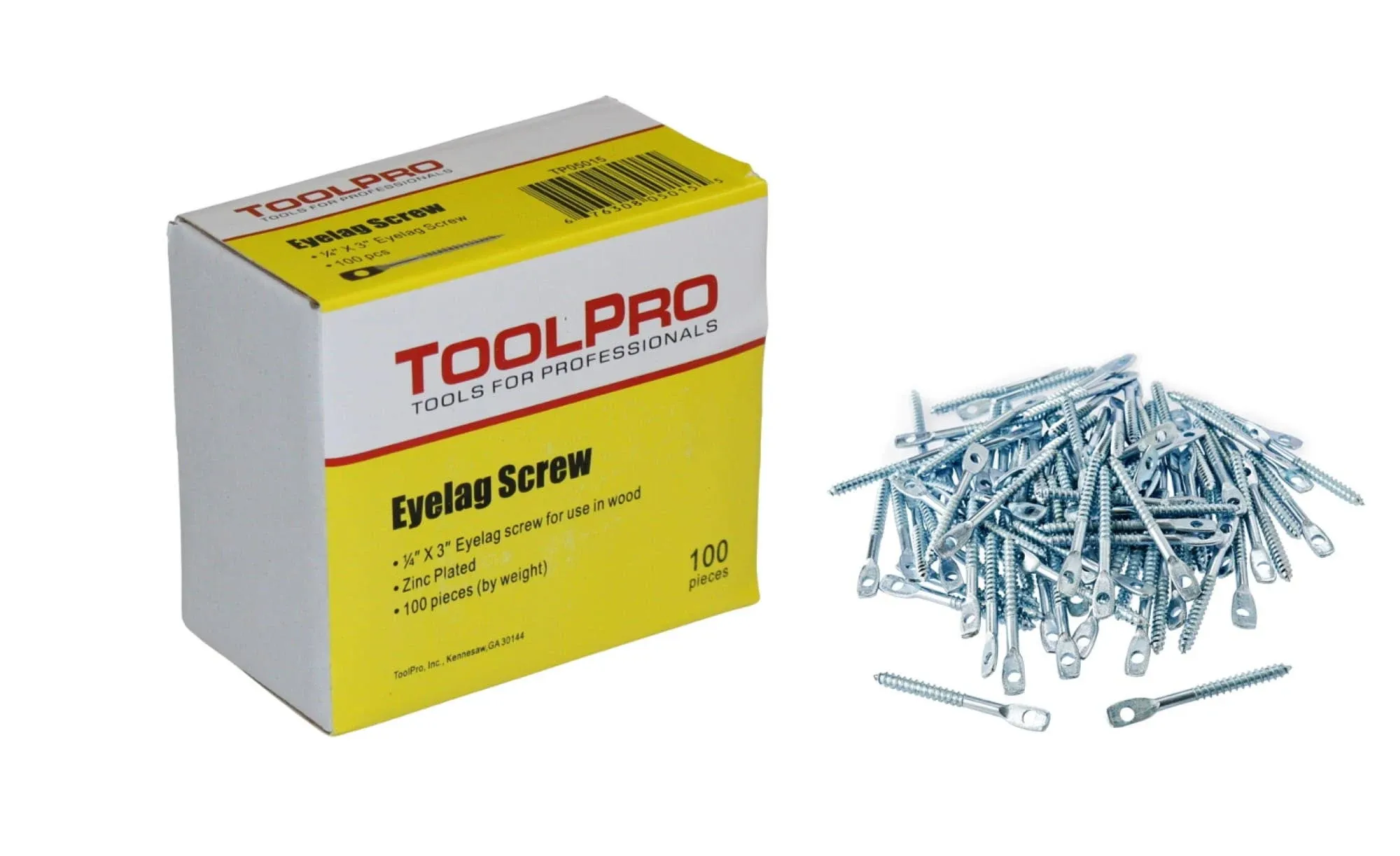 ToolPro Eye Lag Screw - 1/4" x 3"- Zinc Plated