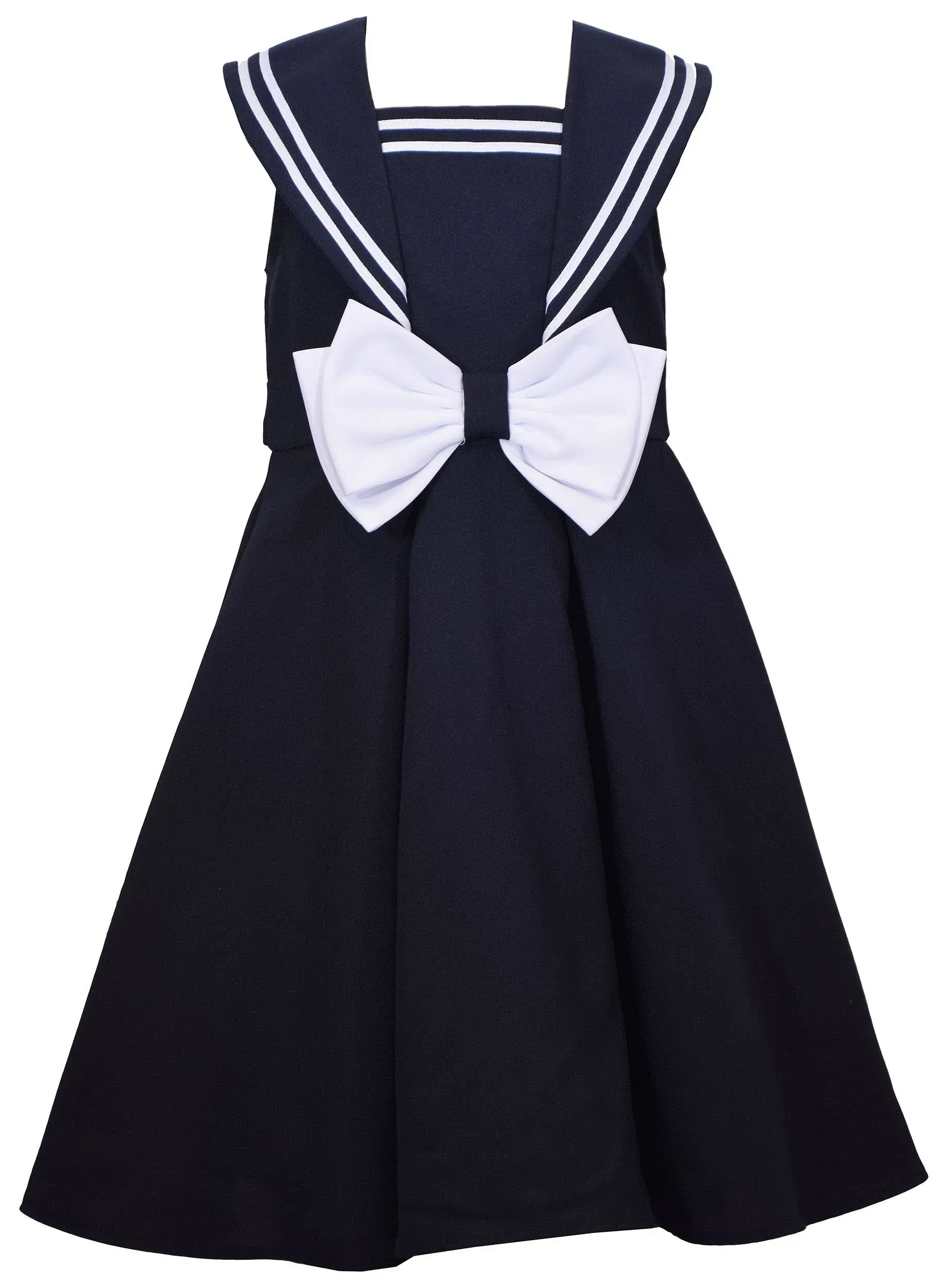 Bonnie Jean Girls' Nautical Bow Dress - Navy, 16