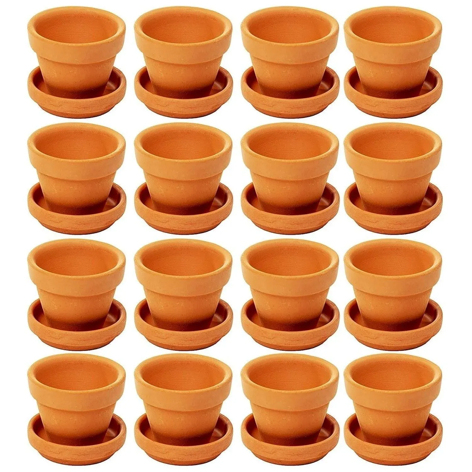 Juvale Small Terra Cotta Pots with Saucer- 16-Pack Clay Flower Pots with Saucers, Mini Flower Pot Planters for Indoor, Outdoor Plant, Succulent