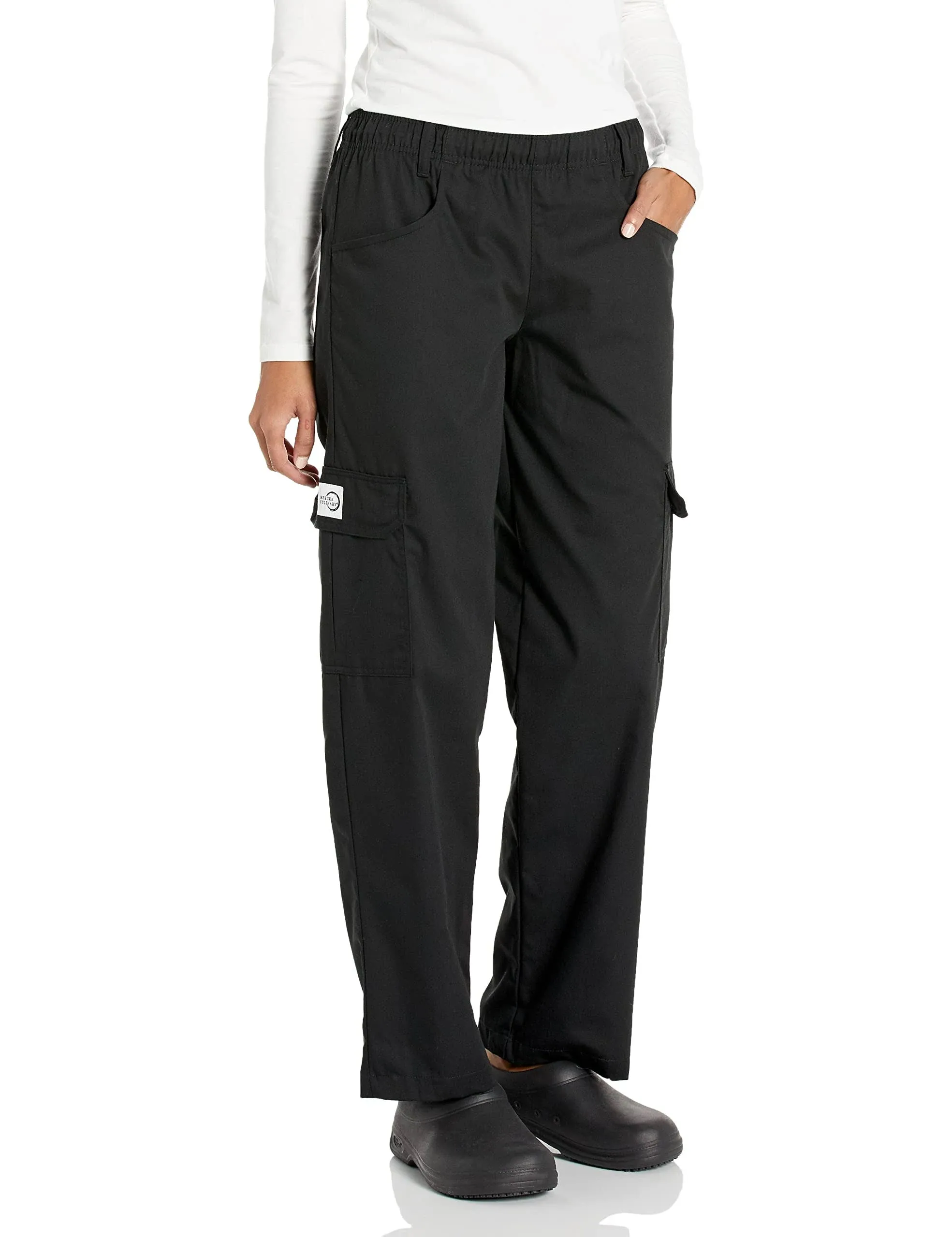 "Mercer Culinary M61100BKL Genesis Women's Cargo Pants Elastic Waist Belt Loops"