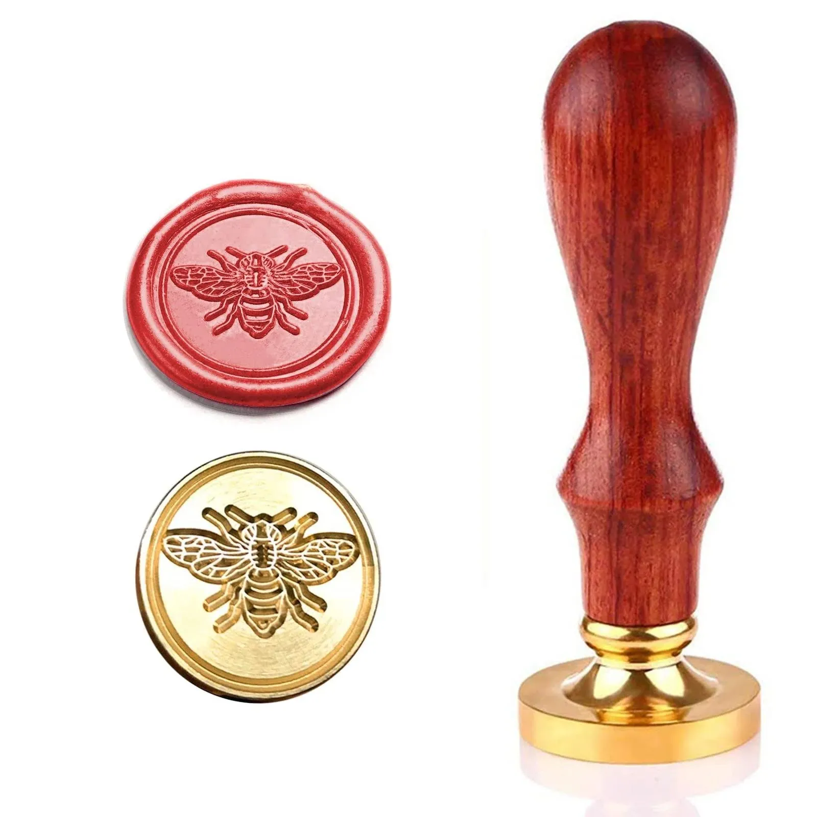 Bee Wax Seal Stamp with Wooden Handle for Embellishment of Envelopes Invitations