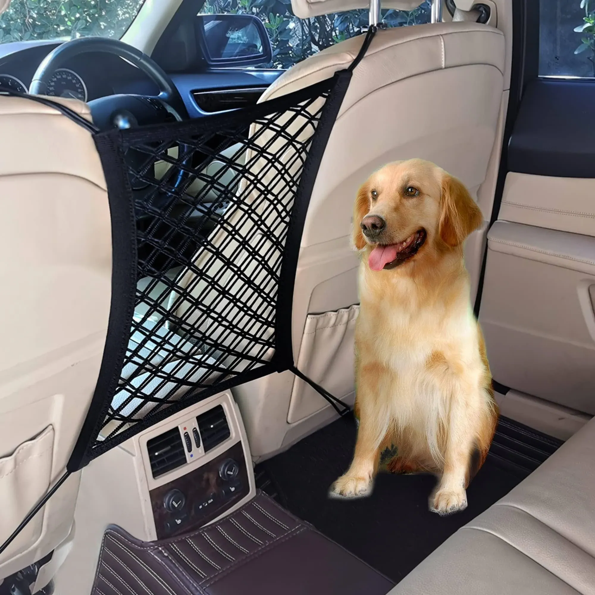 Car Dog Barrier,Dog Car Net Barrier,Pet Barrier,Auto Safety Mesh Organizer,Safety Car Divider for Children and Pets,2 Layer