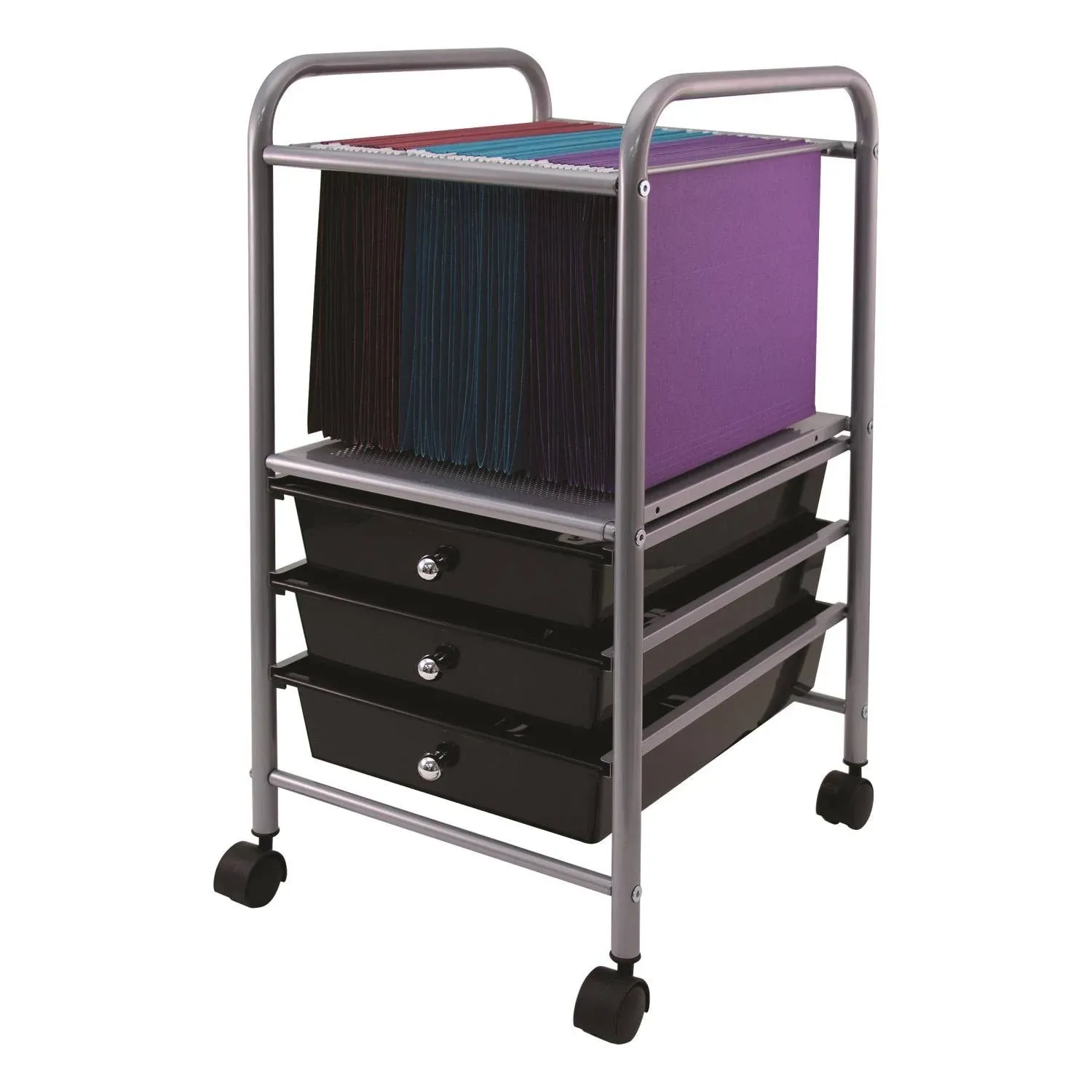 Slim Profile Mobile File Cart, 13Wx15 3/4Dx26 1/4H, Black/Matte Gray - Transitional - Filing Cabinets - by GwG Outlet | Houzz