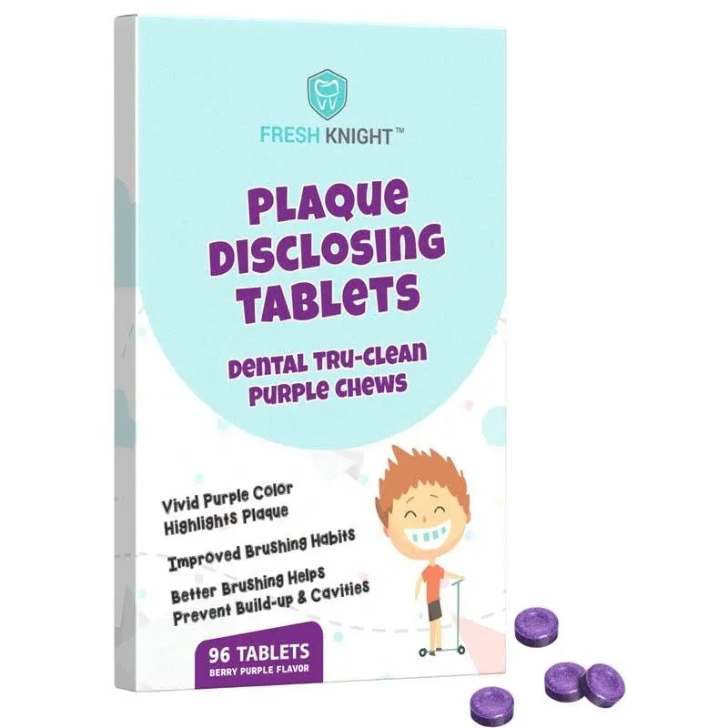 Plaque Disclosing Tablets for Teeth, 96 Count, Dental Disclosing Tablets for Kids or Adults, Shows Plaque, Helps Teach Kids Teeth Brushing Habits