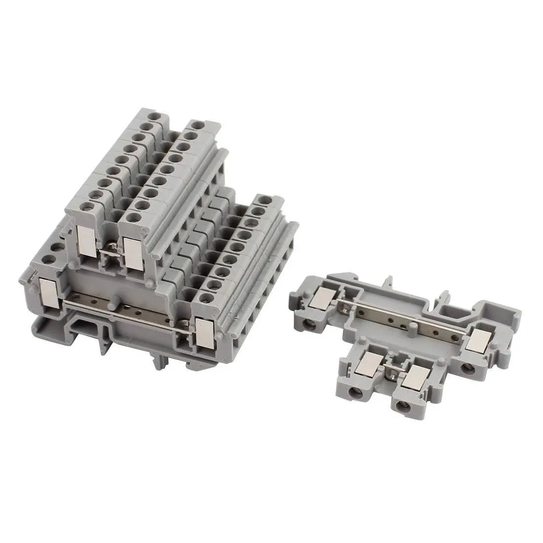 Uxcell 10pcs Mbkkb2.5 DIN Rail Mount Double-level Terminal Block 500V 2.5mm2 ...