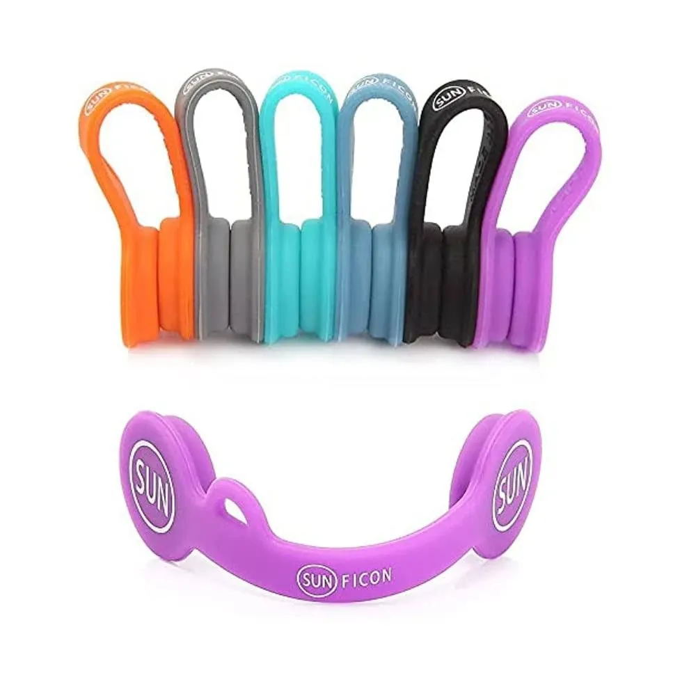 SUNFICON 6 Pack Magnetic Cord Organizers Cable Clips Cable Straps Silicone Twist Ties Colorful Headphone Cord Keeper Holder Manager Bookmark Whiteboard Fridge Magnet Keychain Gift Home,Office,School