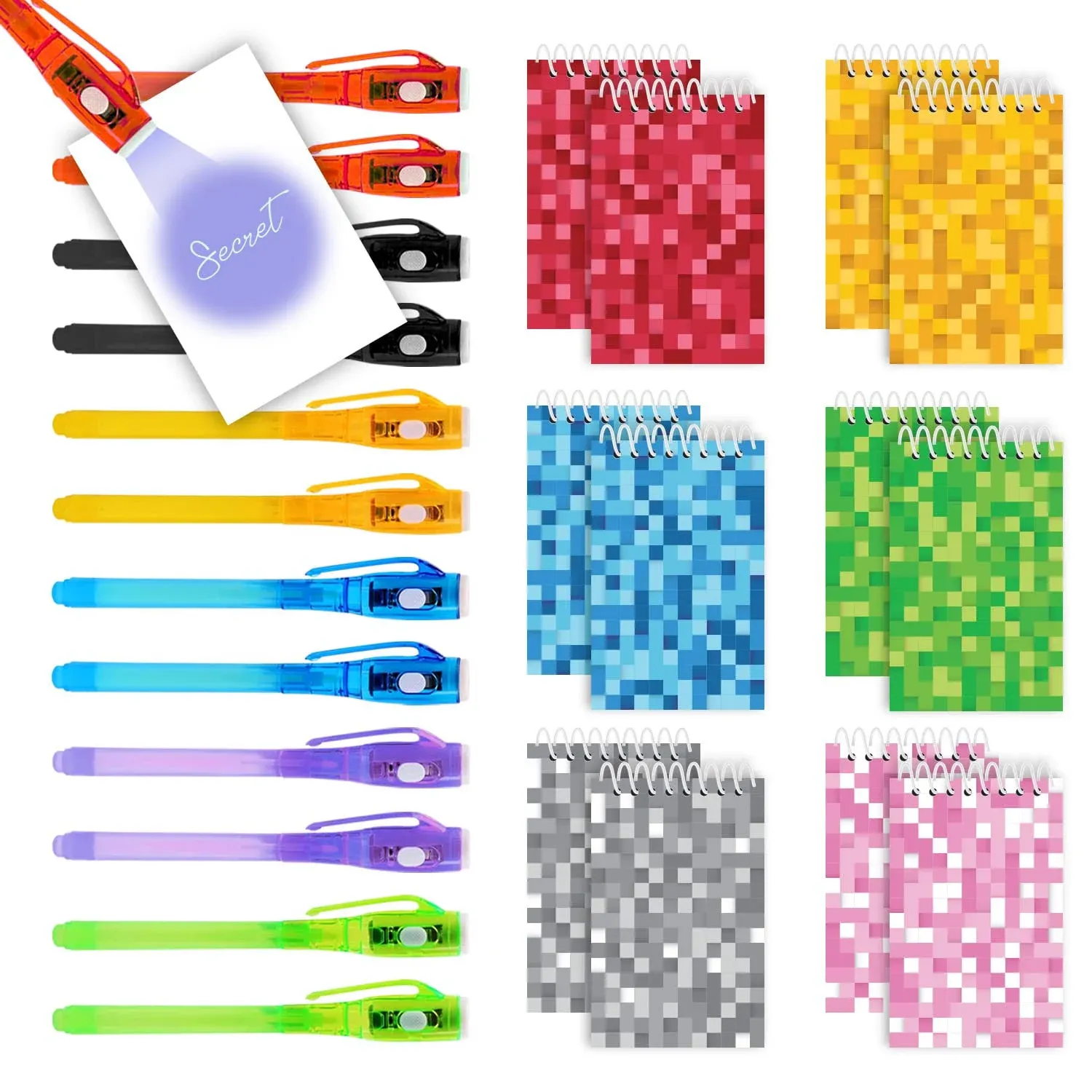 Herofiber pixels Party Favors for Kids Set of 12 Invisible Ink Pen and Mini ...