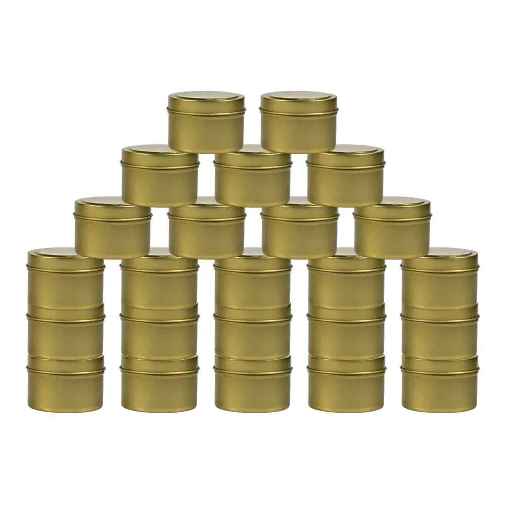 24 Pieces Candle Tin, 4 oz Holiday Candles, Candle Containers, Travel Tins, Candle Jars for Candle Making (Gold)