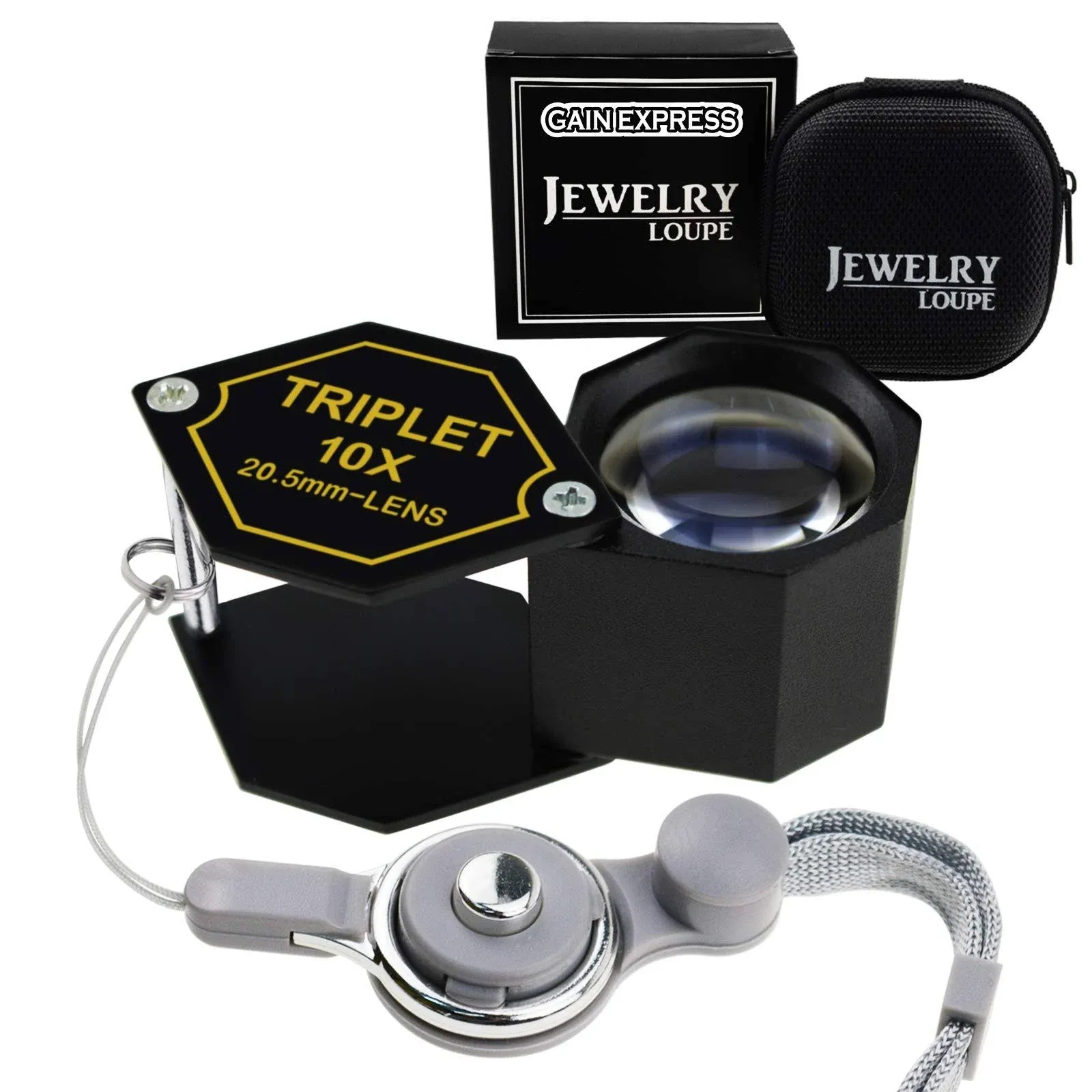 10x Magnification Jewelery Loupe, 20.5mm Triplet Lens Magnifier Loupe