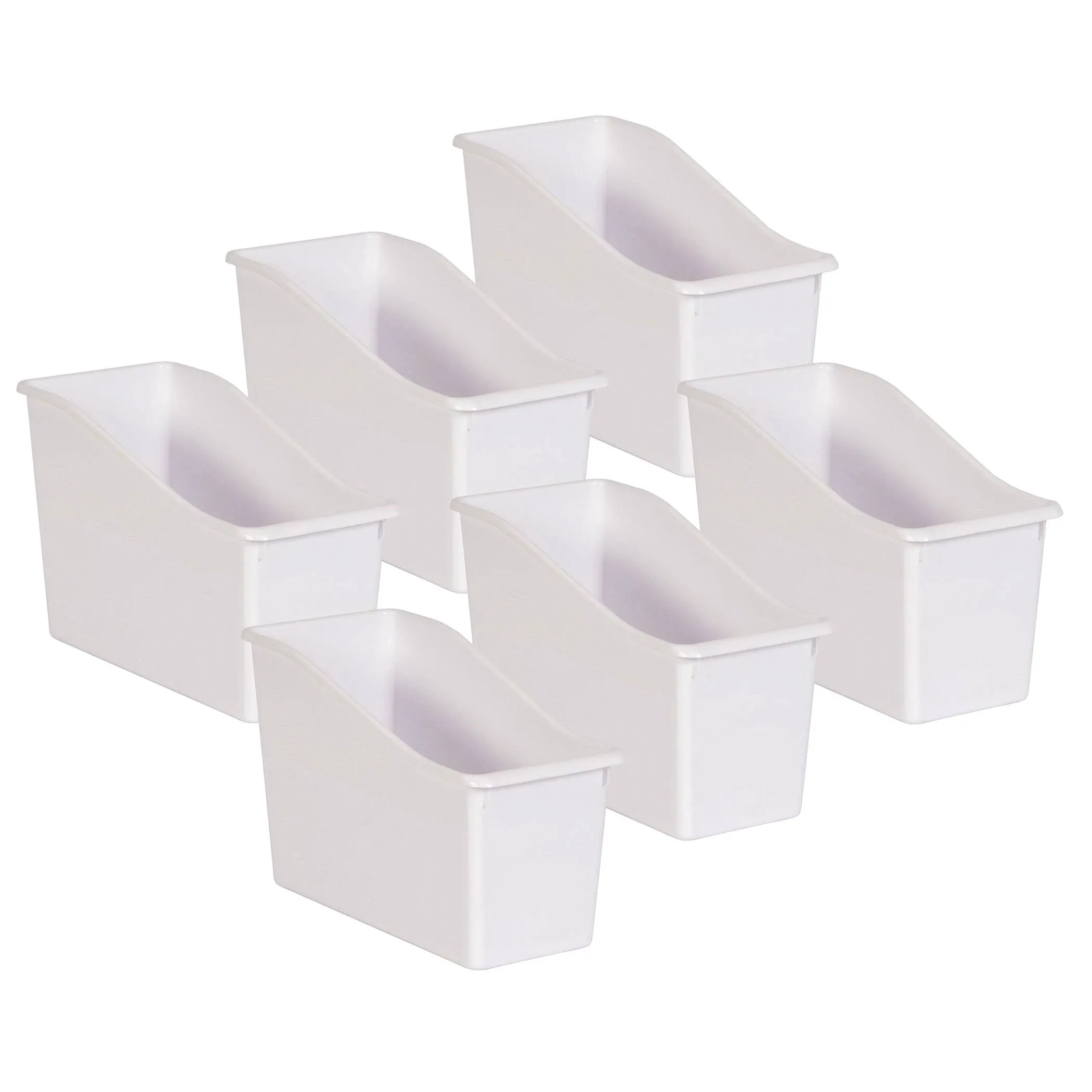 Teacher Created Resources White Plastic Book Bin, Pack of 6