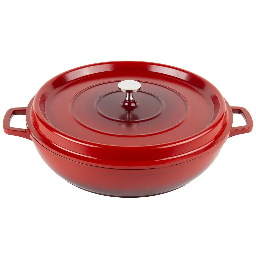 G.E.T. CA-008-R/BK Heiss Lightweight Cast Aluminum Braiser Pan / Casserole Dish ...