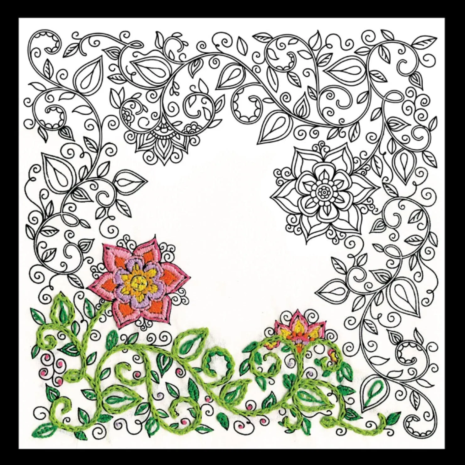 Design Works Zenbroidery Stamped Embroidery 10"x10" Garden