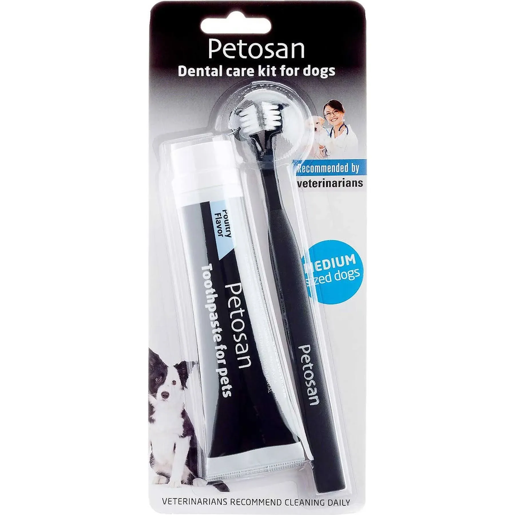 Petosan Dog Dental Kit Brush and Paste - Medium