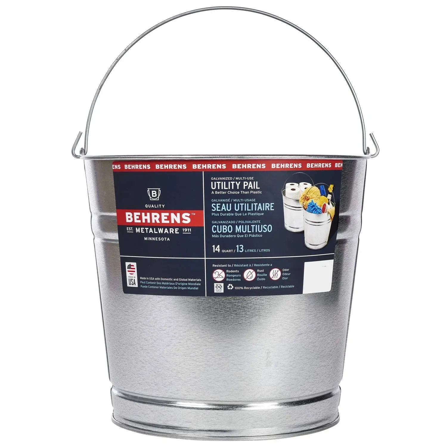 Behrens 1214GS, 13 Liter (14 Quart) Galvanized Steel Pail