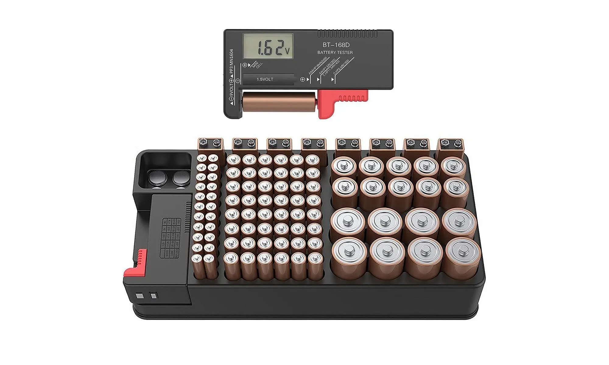 ZeroDark Battery Storage Organizer Case with Battery Tester, Holds 110 Batteries