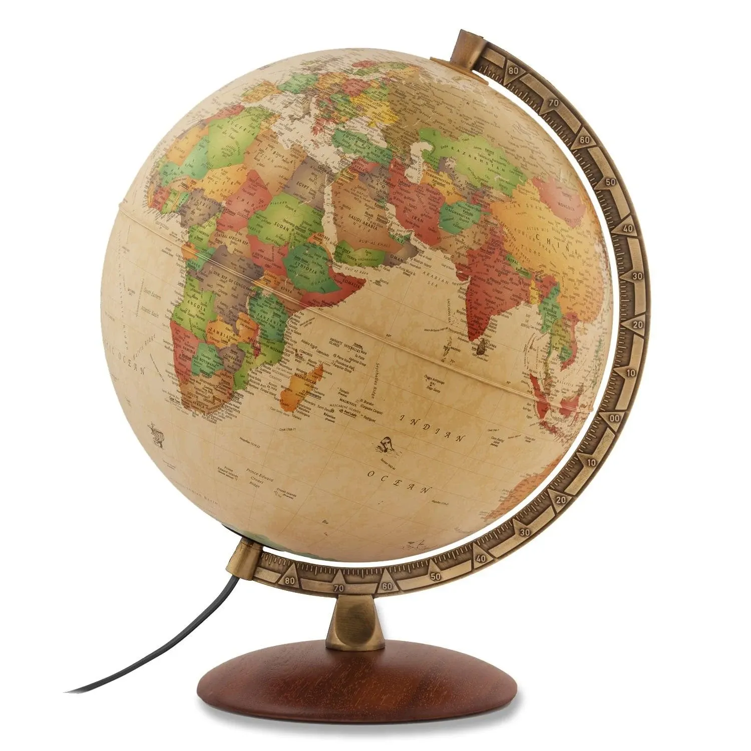 Waypoint Geographic Como Globe, 12" Illuminated Antique Ocean-Style Globe, Up-to-Date Globe, Reference Globe, Decorative World Globe For Home and Office Decor