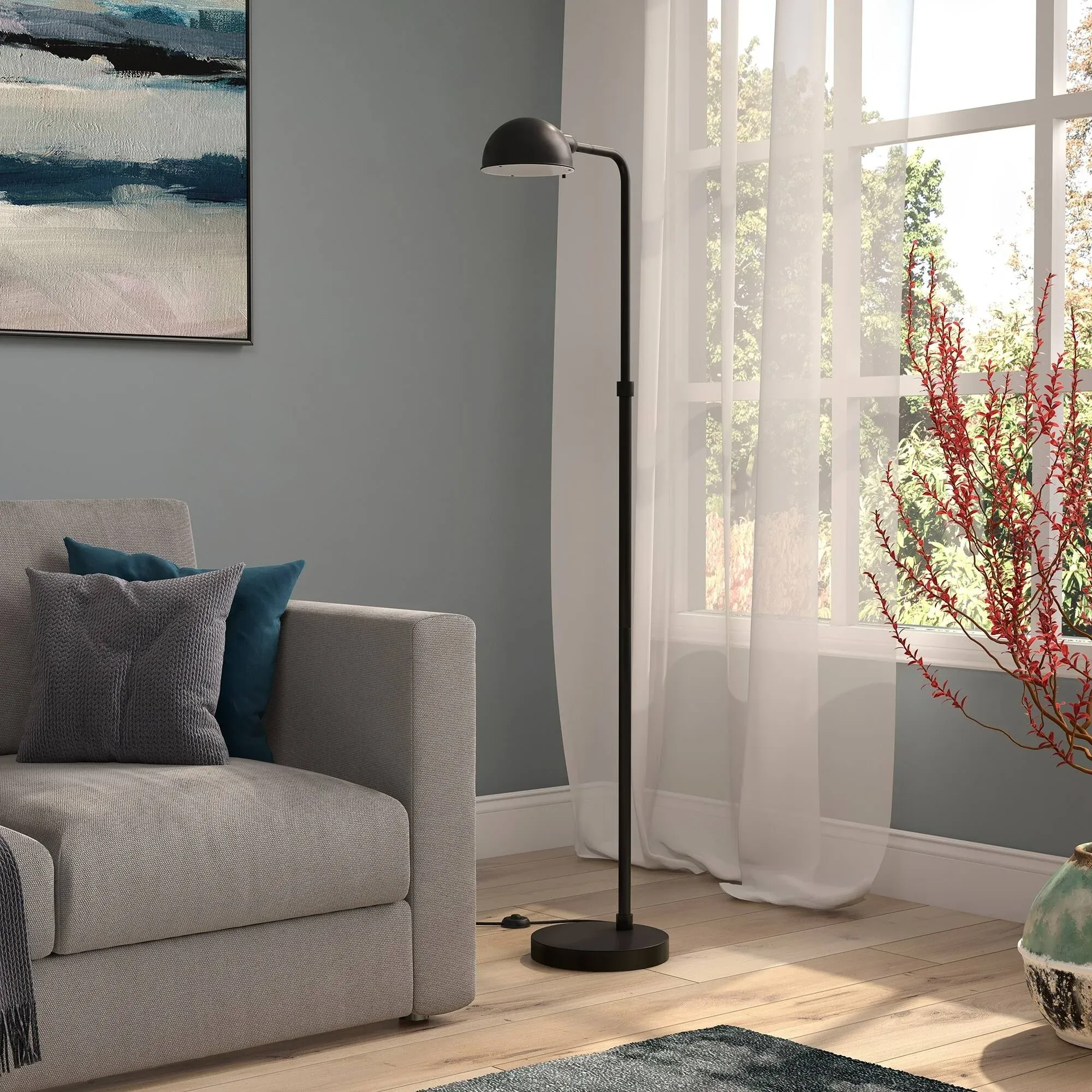 Hudson & Canal 66 in. Arundel Integrated LED Floor Lamp with Metal Shade ...