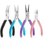 Anezus 4pcs Jewelry Pliers Tool Set Includes Needle Round Wire Cutters and Bent Nose Pliers for Jewelry Beading Repair Making Supplies