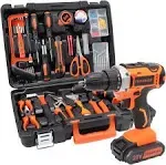 COMOWARE 20V Cordless Drill Set Combo Kit,120 Pcs Tool Kit for Home, Household Tool Sets for Men, Basic Tool Kit with Power Drill, Tool Set with Drill for Garden Office Home Repair