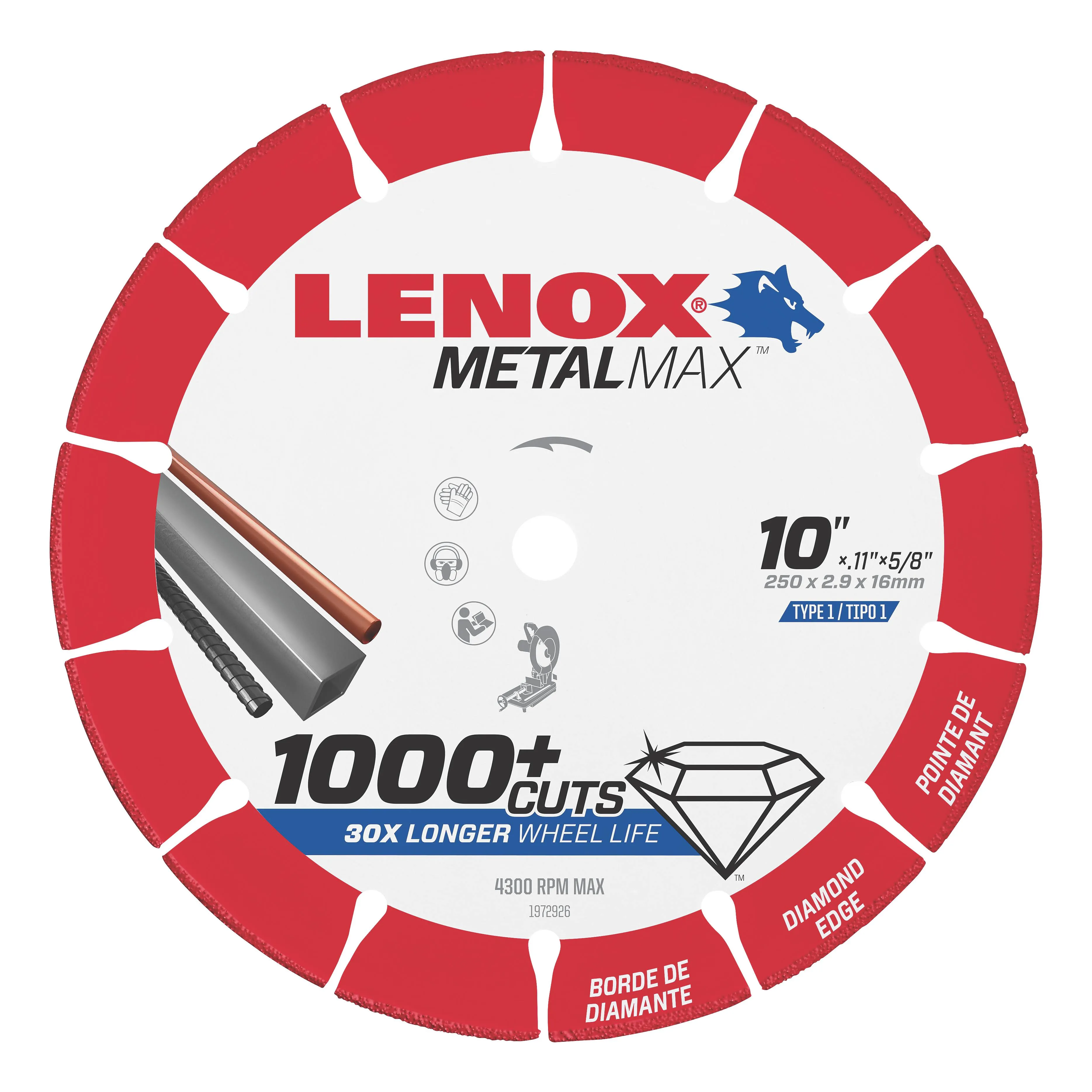 Lenox 10 In. X 5/8 In. Metalmax Diamond Cutoff Wheel 1972926