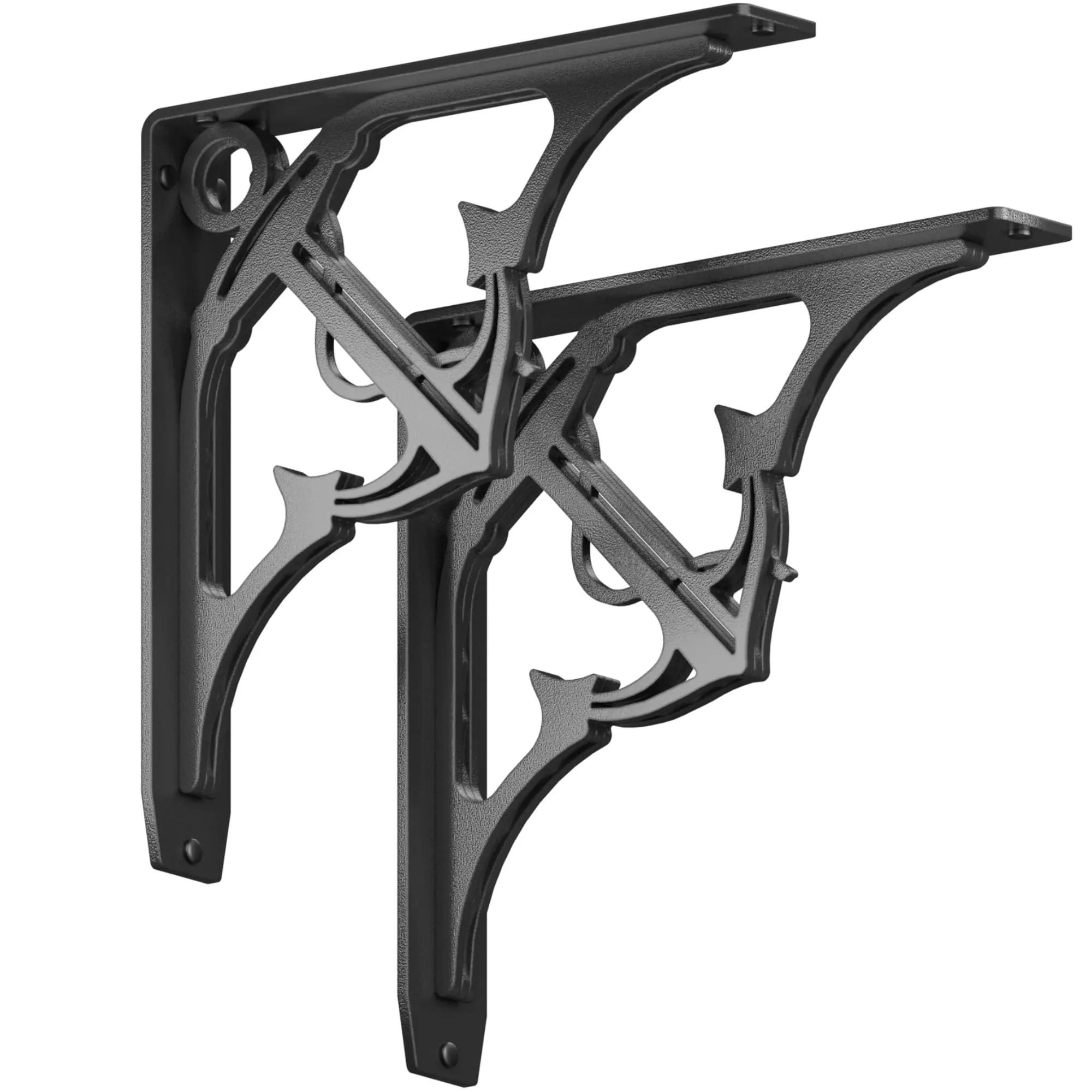 Starby Folly 12 in. L Black Steel Heavy Duty Shelf Bracket (2-Pack)