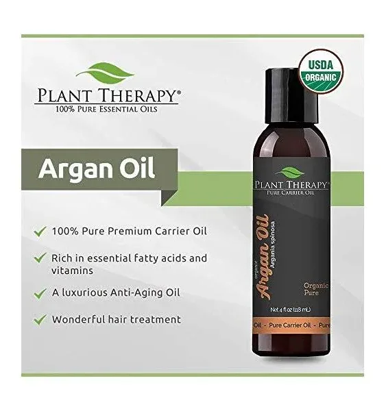 Plant Therapy Organic Argan Oil, USDA Certified, First-Press, Virgin, for Face, Hair, Skin, Nails and Cuticles 16 oz