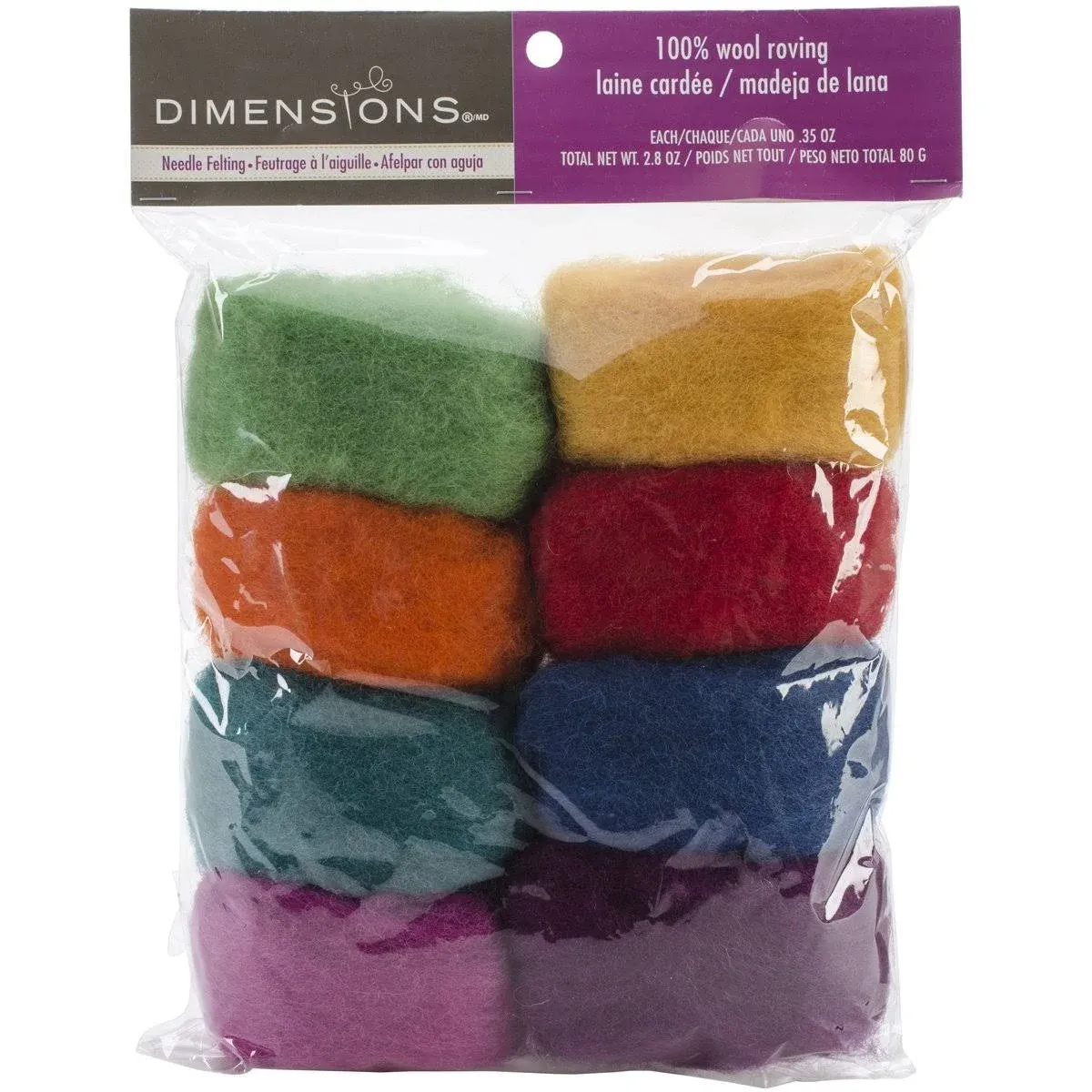 Dimensions Feltworks Roving Value Pack 2.8oz-Rainbow 72-74002