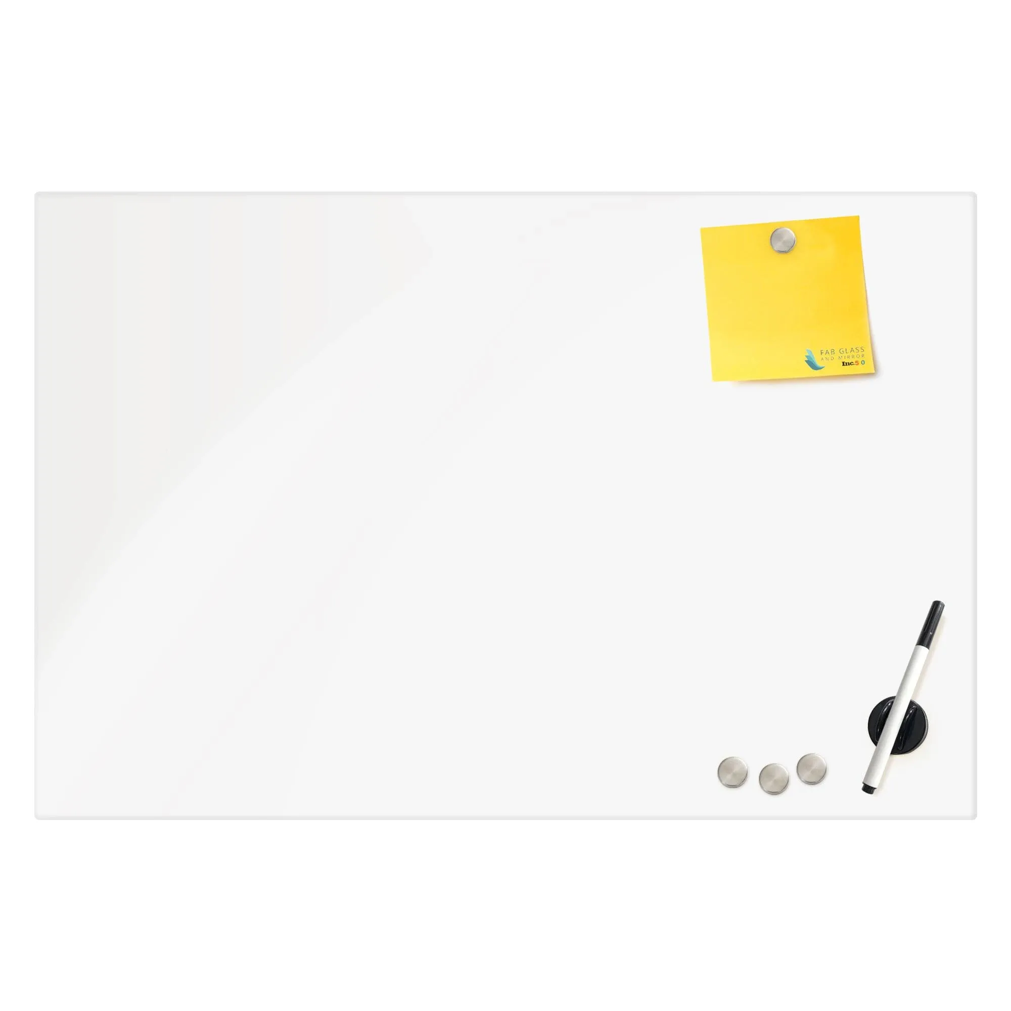 Magnetic Eraser Glass Board 24" x 36" Inches Eased Corners - White Low Iron Glass